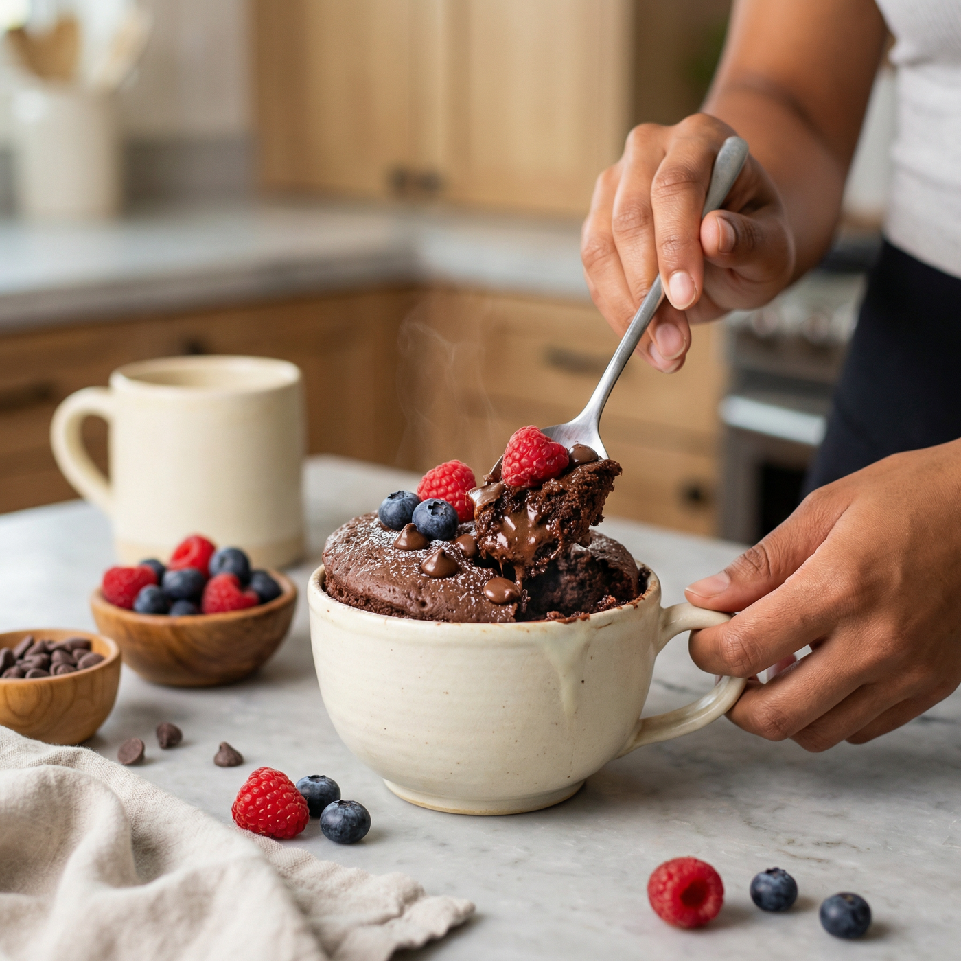 Chocolate Berry Protein Mug Cake