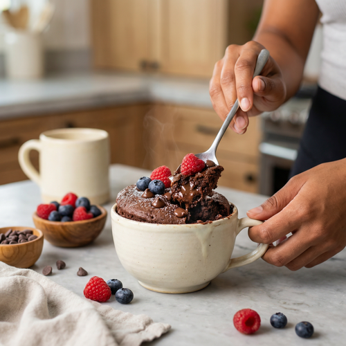 Chocolate Berry Protein Mug Cake